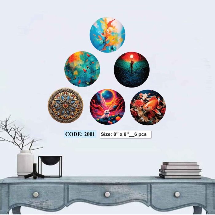 6 piece Round Wall Canvas set, Code 2001