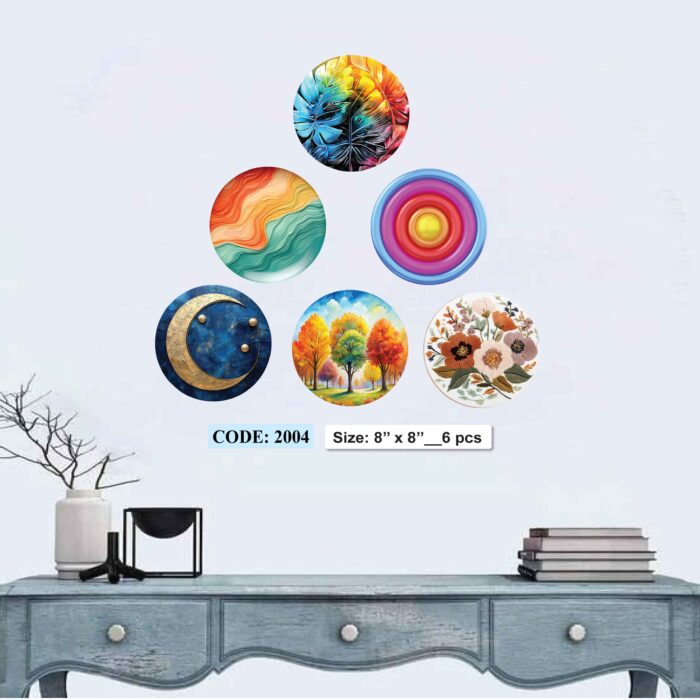 6 piece Round Wall Canvas set, Code 2004
