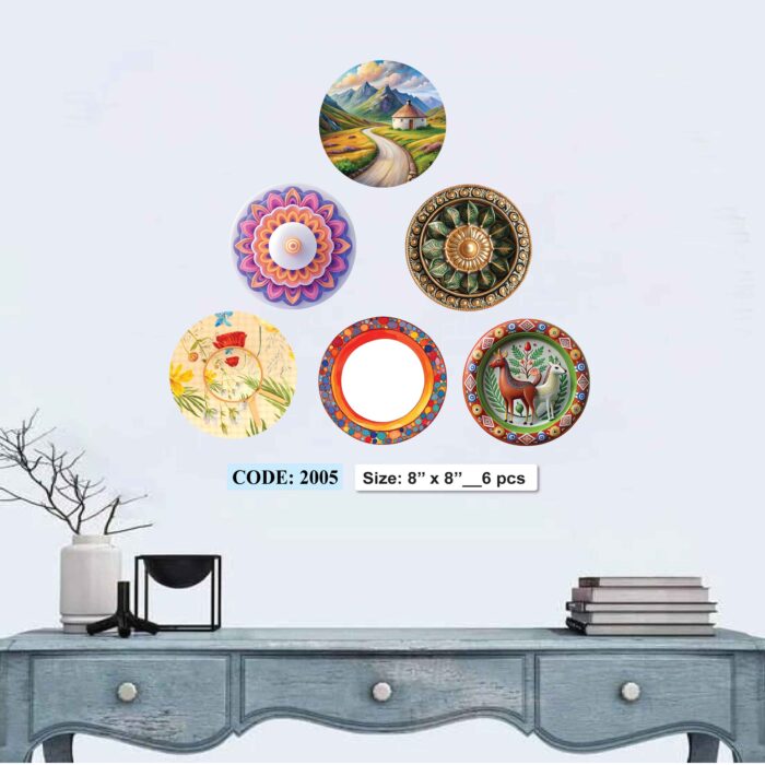 6 piece Round Wall Canvas set, Code 2005