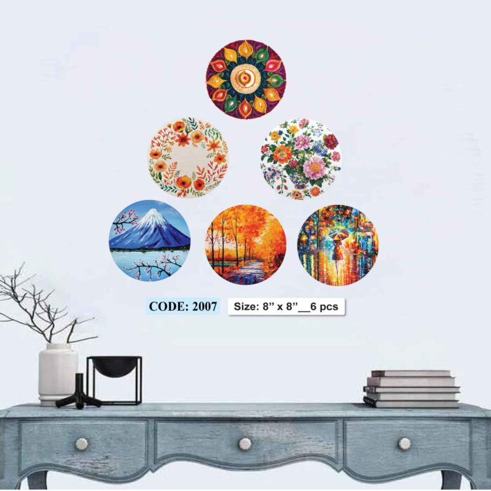 6 piece Round Wall Canvas set, Code 2007
