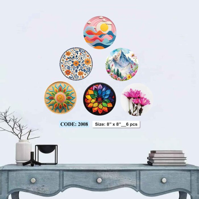 6 piece Round Wall Canvas set, Code 2008