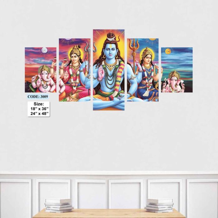 Hindu Religion Wall Canvas 5 pic set, Code 3009
